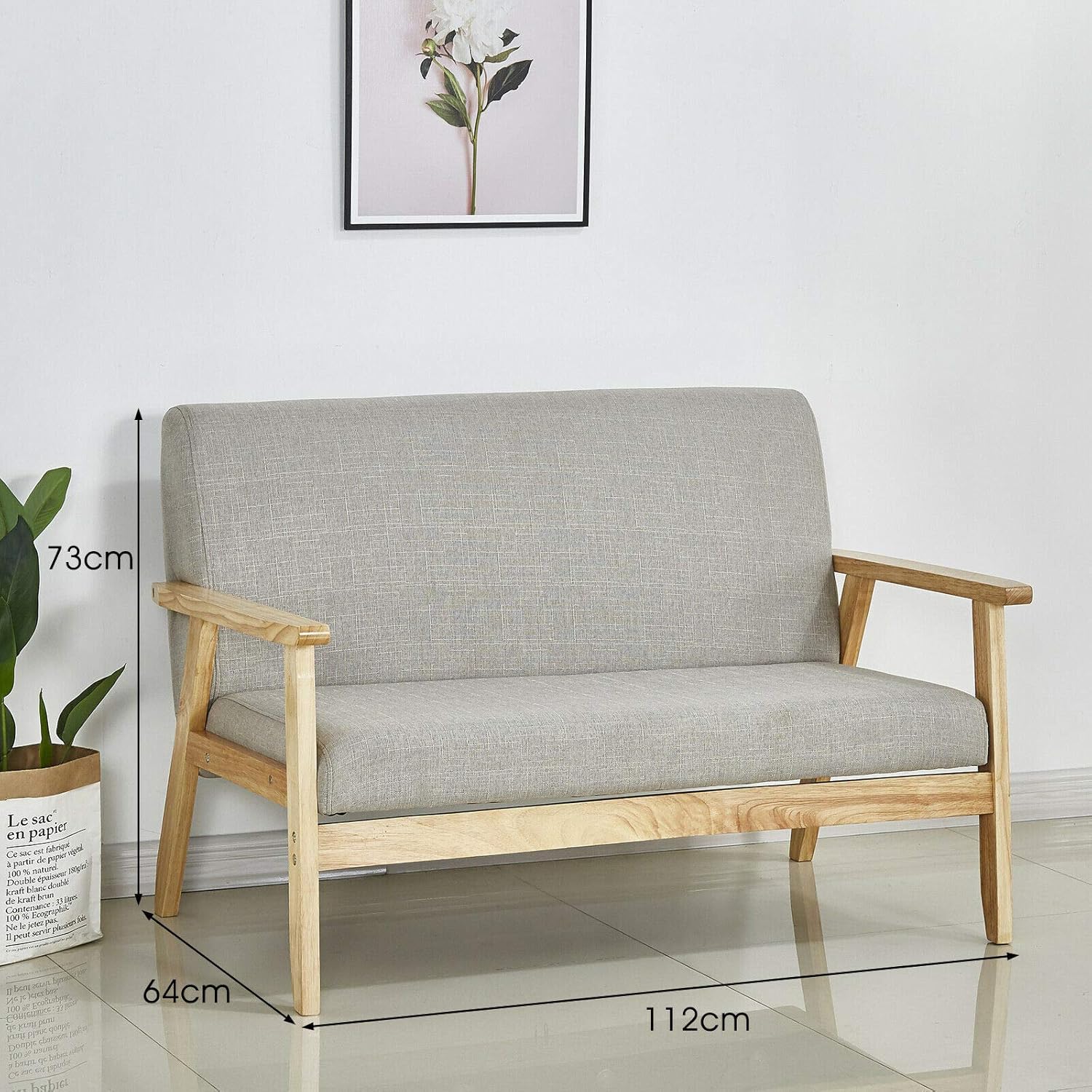 Couch Recliner Wooden Fabric Linen For Bedroom Lounge Living Room Office Garden Yard Mondeer Sofa 2 Seater Beige Living Room Furniture Home Kitchen Rematiptop Com Br