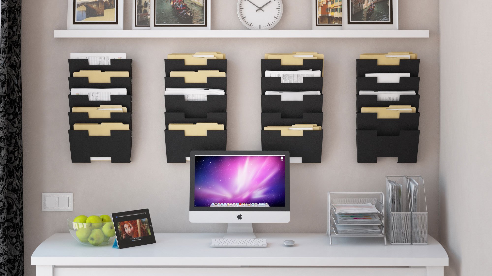 Wall File Holder Metal Vertical Letter Size Rack Storage Legal