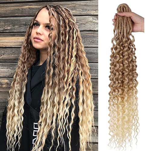 WIGER Ombre Blonde Curly Double Ended Faux Locs Crochet Hair