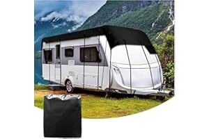 HFKJway 210D Oxford Travel Trailer Cover - Foldable, Easy to Clean Class C Rv Utility Cover, Black - 13m×3m