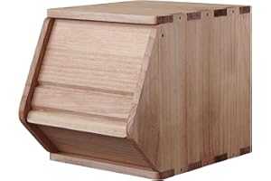 unununu Stackable Solid Wood Storage Chests,Bins with Lids,Modular Wooden Multi-use Box,Closet Storage Organizers,Hall Entryway Cabinet,Drawers,Potato,Onion,Bread,Classify by Items,11.75”W(1 Pack)