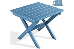 SERWALL Folding Adirondack Side Table, Portable Small Outdoor Table, Weather Resistant Outdoor End Table for Camping and Garden, Navy