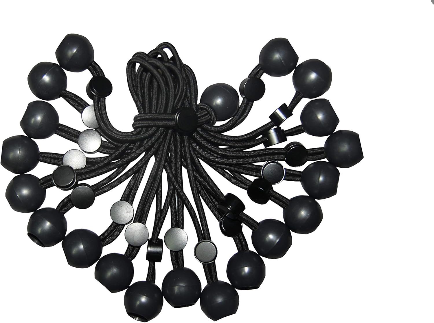 MJMP 20 pic Bungee Ball 6" Black/Bungee Cord/Bungee Cord with Balls