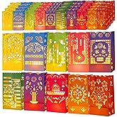 Sayglossy 50 Pieces Dia De Los Muertos Luminary Bags Decorations, Halloween Day of the Dead Candle Goodie Bags Flame Resistant Multicolor for Mexican Fiesta Party Altar Supplies Gift Diwali Favors