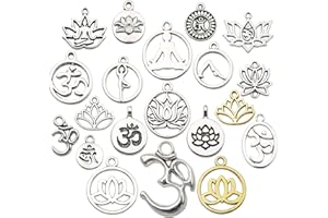 WOCRAFT 100g(80pcs) Craft Supplies Antique Silver Yoga OM Lotus Flower Charms for Jewelry Making Crafting Findings Accessory for DIY Necklace Bracelet (M294)