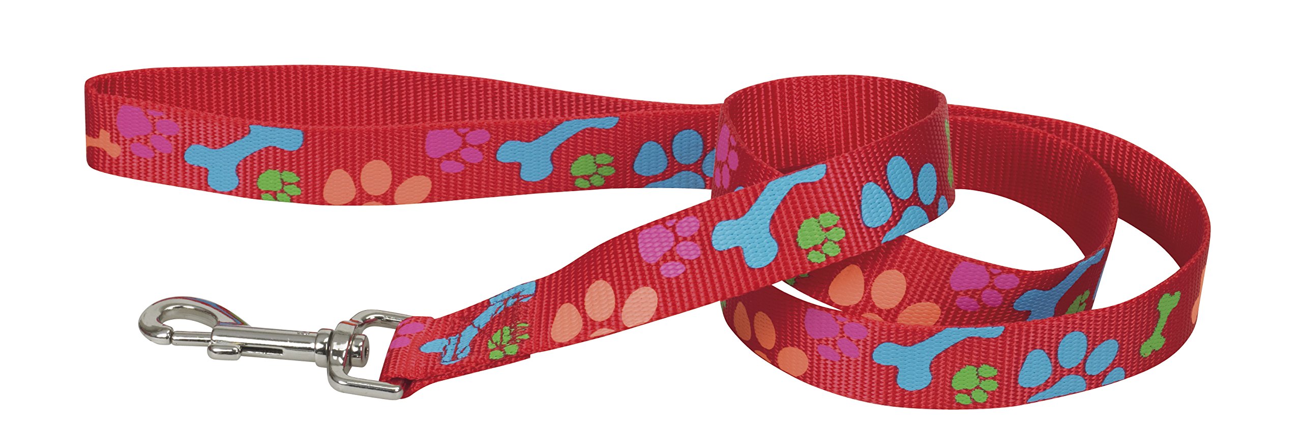 Chapuis Upholstery Nylon Webbing Dog Leash Dog Paw Width 15 mm Length 1.20 m Size S Red