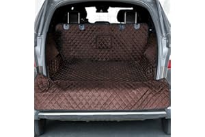 PETICON SUV Cargo Liner for Dogs, Waterproof Pet Cargo Cover Dog Seat Cover Mat for SUVs Sedans Vans with Bumper Flap Protector, Non-Slip, Large Size Universal Fit, Brown