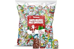 TABOOM Christmas Candy Milk Chocolate Santa Helpers 12 oz Bag - Individually Wrapped Holiday Novelty Mini Santas Chocolate Candies Treats for Stocking Stuffers, Bowls, Parties & Gift Bags