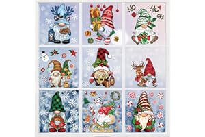 GYGOT 77 Pcs Christmas Gnome Window Clings,Reusable Double Sided Christmas Window Decals Stickers,Christmas Window Clings for Glass Windows Xmas Holiday Home Decor (Gnome)