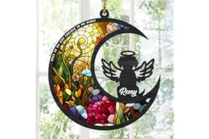 BOBI CARE Dog Memorial Suncatcher, Personalized with Name Date Dog Breeds Suncatcher, Pet Loss Suncatcher, Stained Glass Light Catcher, Gifts for Dog Lovers, Dog Memorial Ornament Loss of Pet Sympathy Gift
