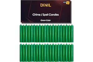 Dinil Spell & Chime Candles (40 Green Mini Taper Candles) 4" x 1/2" Premium for Rituals, Birthdays, Altar, Chime