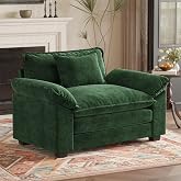 HUSFU Oversized Accent Chair, 50'' W Chenille Cloud Sofa Chair, Green | Comfy Upholstered Reading Chair, Extra Wide Armchair, Modern Single Sofa Chairs for Living Room, Bedroom