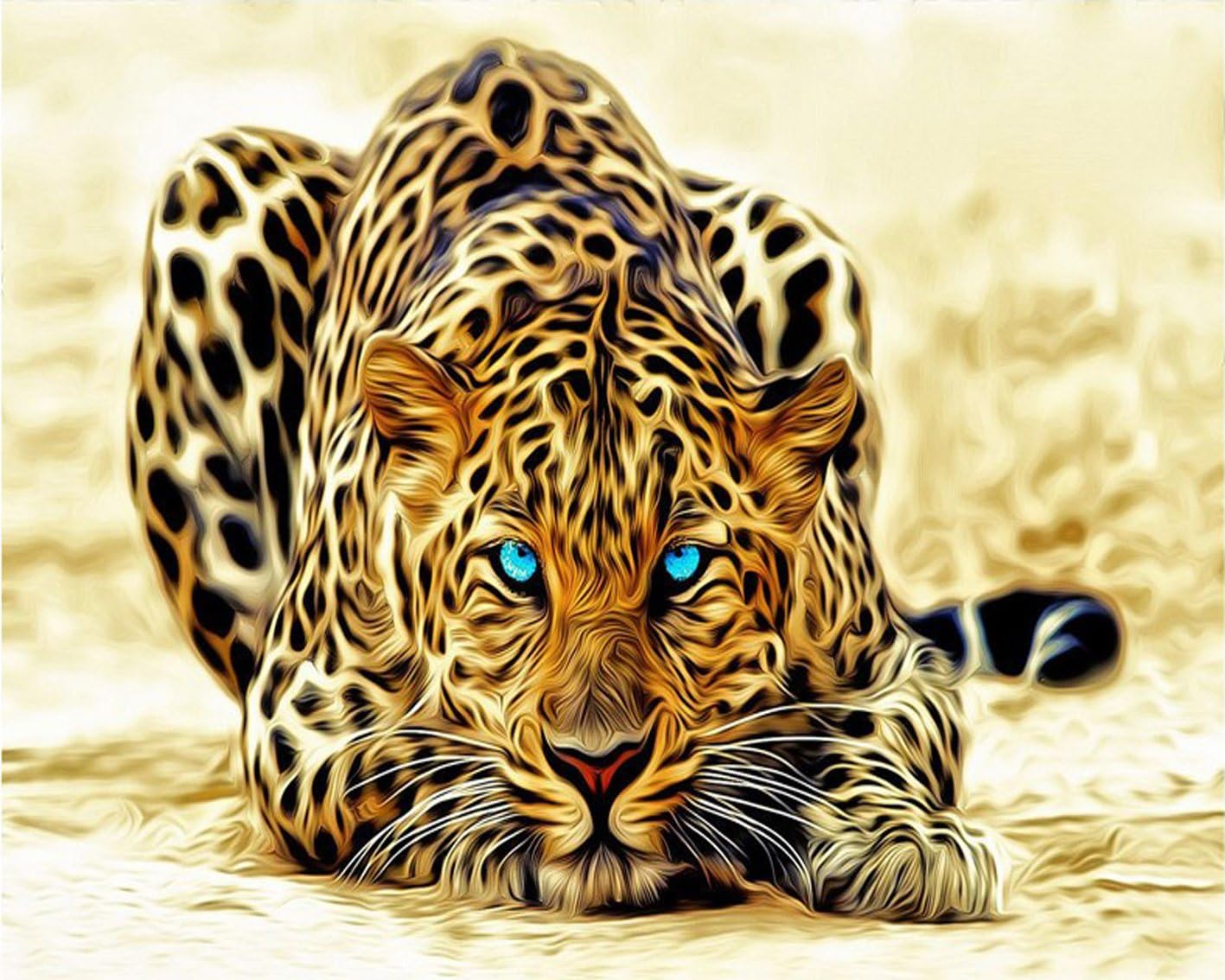 FENGTUO Canvas Diy Oil Painting by Number Kit-Panthera Pardus 16*20 inches ( Frameless)
