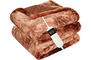 CUSHIOUS Heated Electric Throw Blanket - Soft Sherpa Flannel With 10 Fast Heating Levels, 8 Hours Auto Off, Overheating Protection, Machine Washable for Home & Office