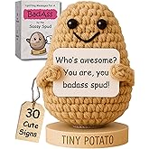 Empowering Gift for Strong Women - Funny Crochet Potato with 30 Sassy Affirmation Cards for a Badass Friend, BFF | Gag Birthday Gifts, Inspirational Stocking Stuffers for Women Coworker for Christmas