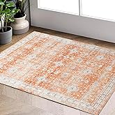 Carvapet Boho Floral Small Area Rug 2x3 – Non-Slip Bohemian Vintage Washable Indoor Entryway Rug, Soft Throw Carpet Mat for Bedroom Bathroom Living Room Orange