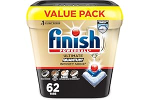 Finish® Ultimate Infinity Shine® Automatic Dishwasher Detergent, Fresh, 62 Tabs - Removes burnt-on stains & 24 h dried-on sta