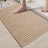 YDKGL Non Slip Bath Mat Bathroom Rugs, Soft Braided Ultra Thin Bath Mats, Super Absorbent Quick Dry Bath Rug Shower Mat, Rubber Backing, Fit Under Door Bathroom Floor, Machine Washable, Brown 16"x24"