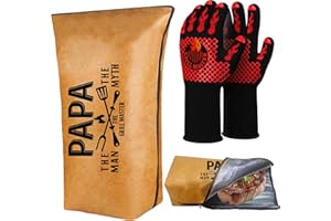 LEWARAN Fathers Day Papa Gifts, Gifts for Papa from Grandkids BBQ Blanket with Grill Gloves, Meat Resting Bag for BBQ Smoking, Grilling Gloves Heat Resistant for Outdoor Grill Party on Birthday Christmas