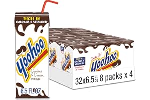 Yoo-hoo Cookies and Cream Flavored Drink, 6.5 fl oz Boxes, 32 Count (4 Packs of 8), Ready to Drink, Caffeine-Free, 99% Fat-Free, High in Calcium & Vitamin D