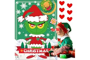 EMPOF Christmas Games - Pin The Heart Christmas Crafts Games for Kids Families Party, Cute Wall Decor Party Supplies Favors, Indoor Xmas Decorations Home Decor, Xmas Kids Activities Presents