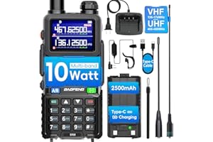 BAOFENG 5RM Ham Radio 10W High Power, Long Range Walkie Talkies Handheld NOAA Emergency Weather Radio, 999CH, USB-C 2500mAh Battery, 6.1" &15.12" 771 Antenna for Survival Gear Hunting Camping -1 Pack