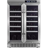 EdgeStar 36 Bottle Built-In Dual Zone French Door Wine Cooler - Black/Stainless Steel