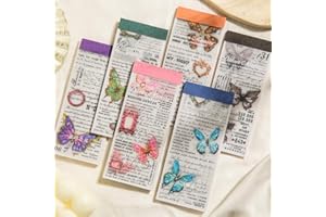 Alideco 180pcs Vintage Scrapbook Paper Crystal Butterfly Scrapbooking Paper for Journaling Supplies, Decorative Craft Paper for Junk Journals(diemengjiyi)