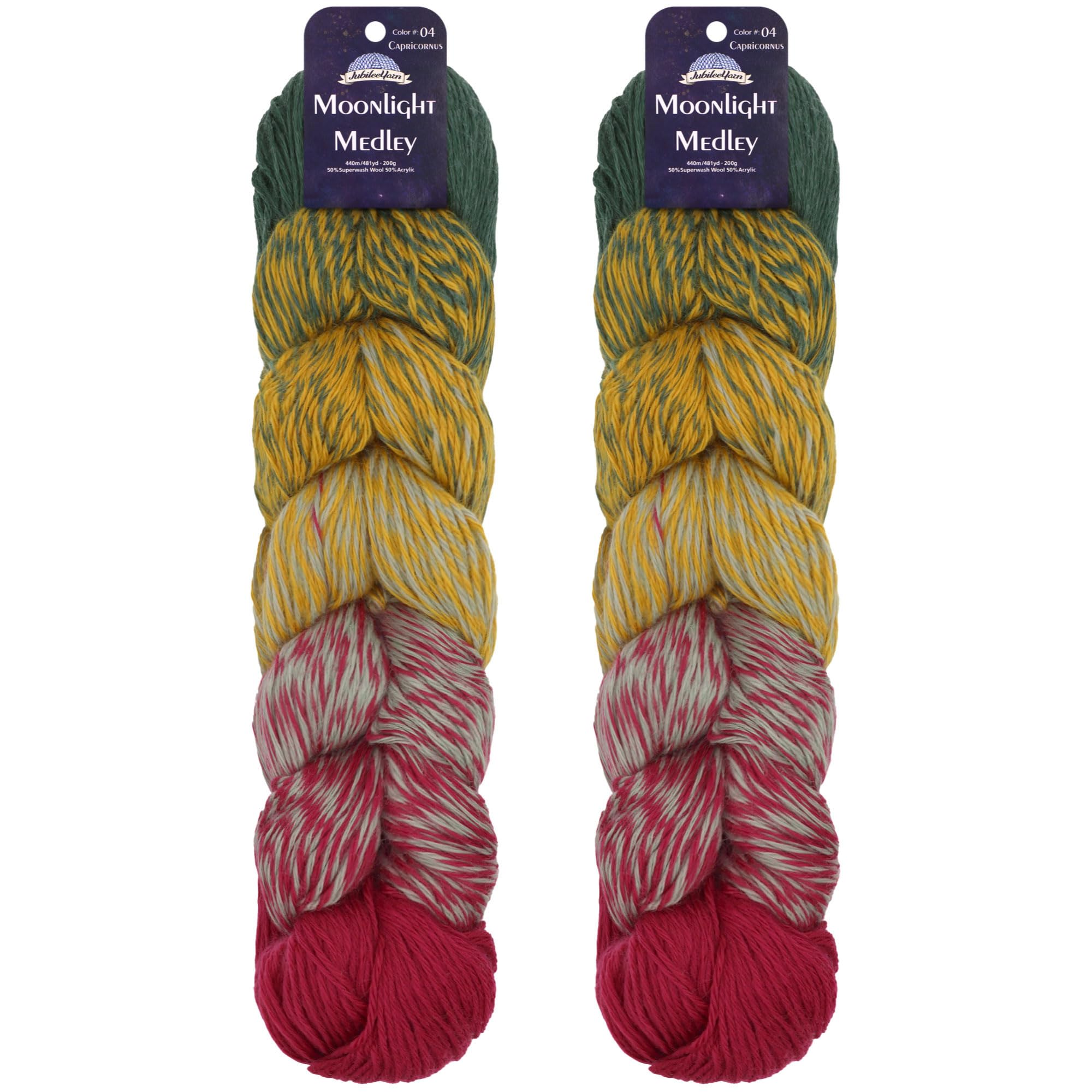 JubileeYarn Moonlight Medley Yarn - Ombre DK Weight Merino Wool/Acrylic - 200g/Hank - Taurus - 2 Skeins