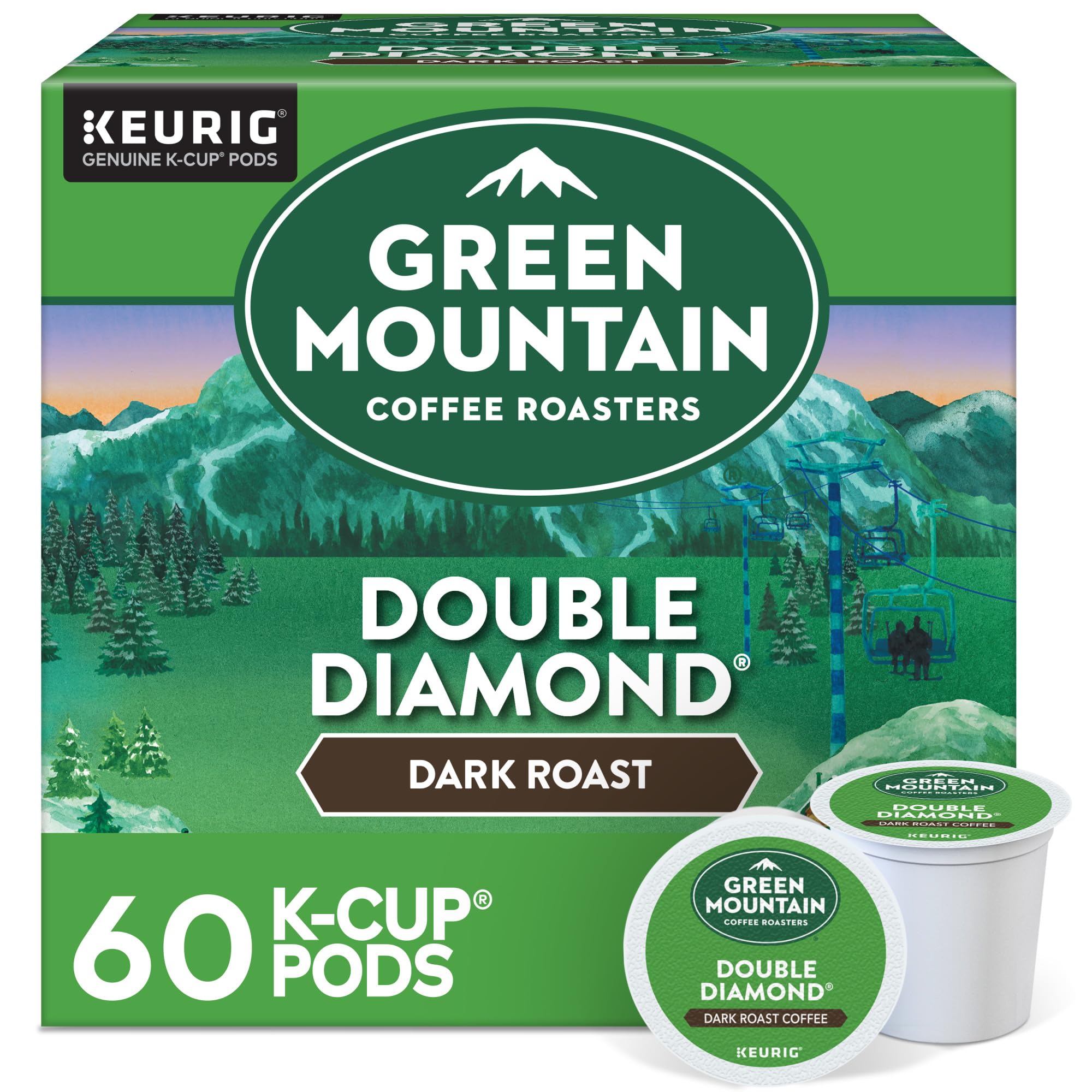 Green Mountain Coffee Roasters Double Diamond Keurig Single-Serve K-Cup pods, Dark Roast Coffee, 60 Count (6 Packs of 10) Image