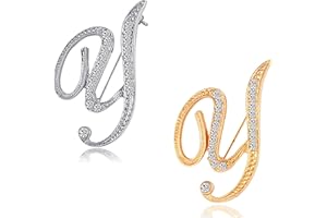 HAFILO 2 pack initial letter brooch pin for women girl 26 letters A-Z fashion brooches collar pins Gold silver