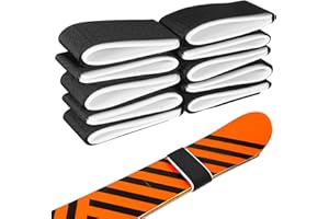 HYTROVE 10pcs Ski Board Fastener Straps 50X450Mm Black Hook and Loop Ski Ties for Storage and Carrying