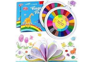 NIUREWAN 2 PCS Kids Washable Finger Paint Sets,36 Colors Funny Finger Painting with Book,Art Painting Supplies,DIY Crafts,Early Learning Gifts
