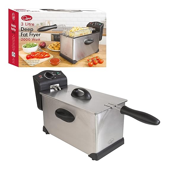 Quest 35140 Stainless Steel Deep Fat Fryer, 3 Litre, 2000W, 40x18x25cm, Silver Amazon.co.uk