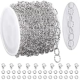 KYUNHOO 16.4 Feet Embossed Circle Chain for Jewelry Making Stainless Steel Necklace Chains Bulk on Spool Texture Craft Chain for Women Men DIY Jewelry