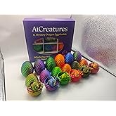 12 Pack 3D Printed Dragon Eggs & Crystal Dragons – Articulated Fidget Toy Gift Set with Display Tray, Assorted Colors for Kids, Collectors, Party Favors & Stocking Stuffers