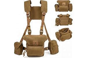 Waterproof Binocular Harness Chest Pack - Silent Fabric Design with Extra Storage, Bino Harness with Rangefinder Pouch and Ac