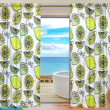 Amazon 旅立の店 カーテン レースカーテン レモン柄 半遮光 おしゃれ 薄い 遮熱uvカット通気 ポリエステル ホーム装飾 間仕切り 洗濯可能 0cmx140cmx2枚 レースカーテン オンライン通販
