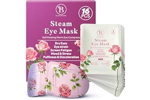 16 Pack Rose Steam Eye Mask for Dryness, Puffiness, Strain & Relaxation, Heated Eye Mask for Sleep & Travel, Self-Heating & D