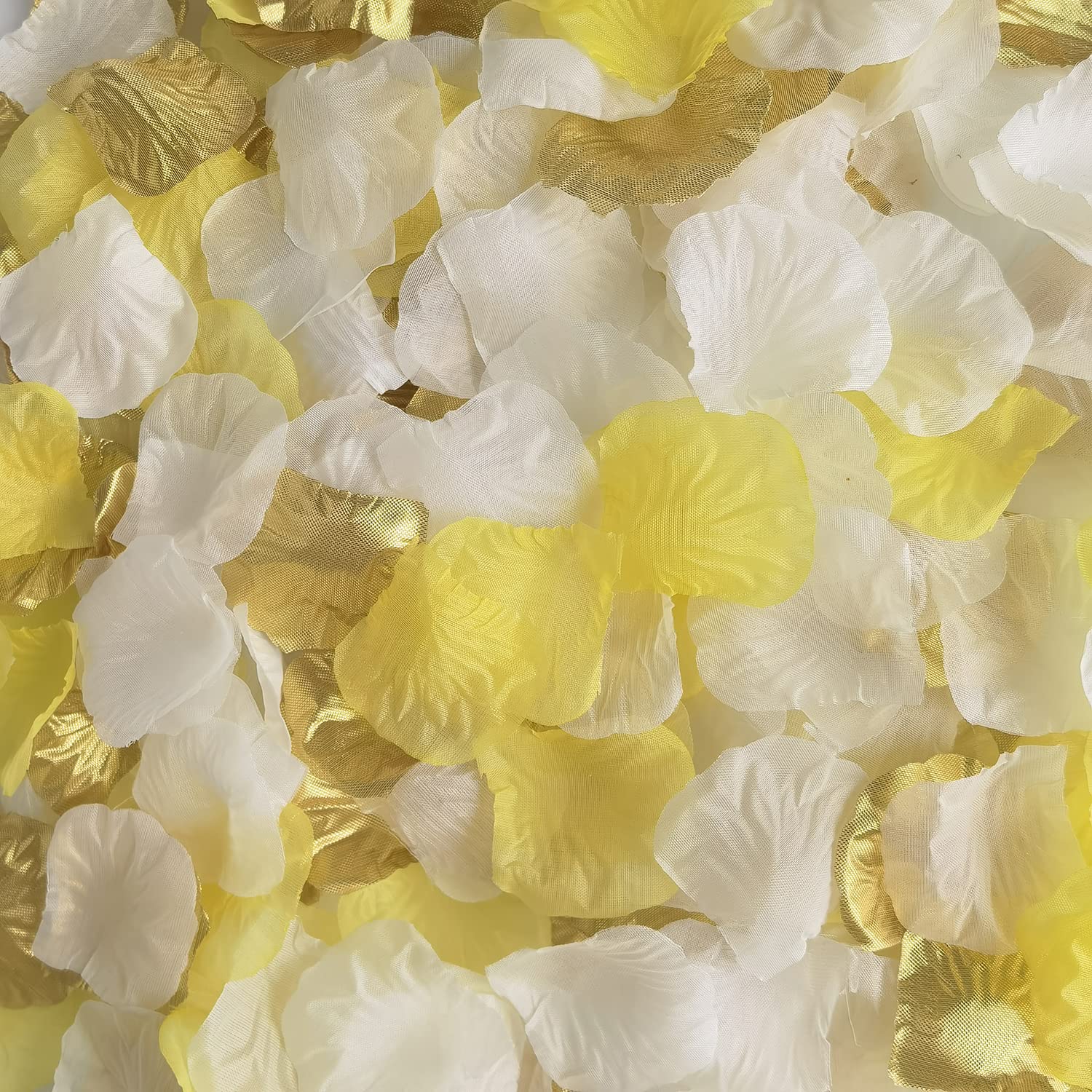 Silk Flower Petals Party Mix Artificial Rose Petals Wedding Confetti Party Decoration Scatter Floral 1200 pieces (Light yellow, Cream, and Gold) — image 1