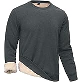 STICKON Men's Sherpa Lined Sweatshirts Heavyweight Warm Long Sleeve Crewneck Sweater Winter Fleece Pullover