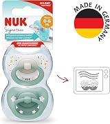 NUK Signature Baby Dummy 0-6 Months Heart-Shaped BPA-Free Case Green Stars 2 view 6