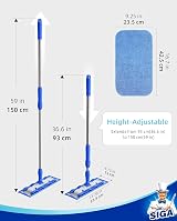MR.SIGA Microfiber Floor Mop with Telescopic Handle and 3 Cloths view 2