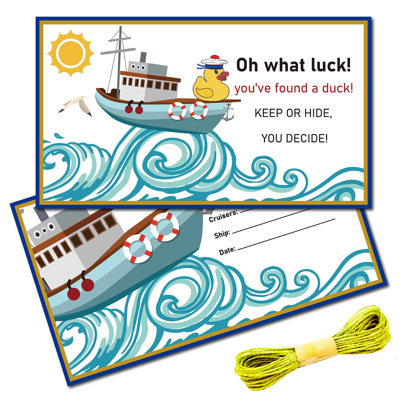 CREATCABIN 50Pcs You've Been Ducked Cards Cruising Rubber Duck Tag Cruise Duck Tags Duck Duck Tags Ducking DIY Duck Card with Hole and Twine for Rubber Duck Car Decor 3.5x2Inch-Oh What Luck