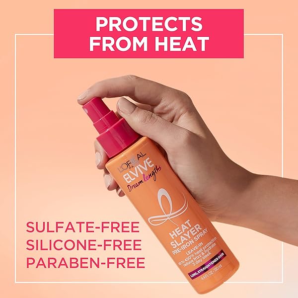 L’OREAL PARIS ELVIVE DREAM LENGTHS HEAT SLAYER PRE-IRON SPRAY LEAVE-IN, 4.4 OUNCE