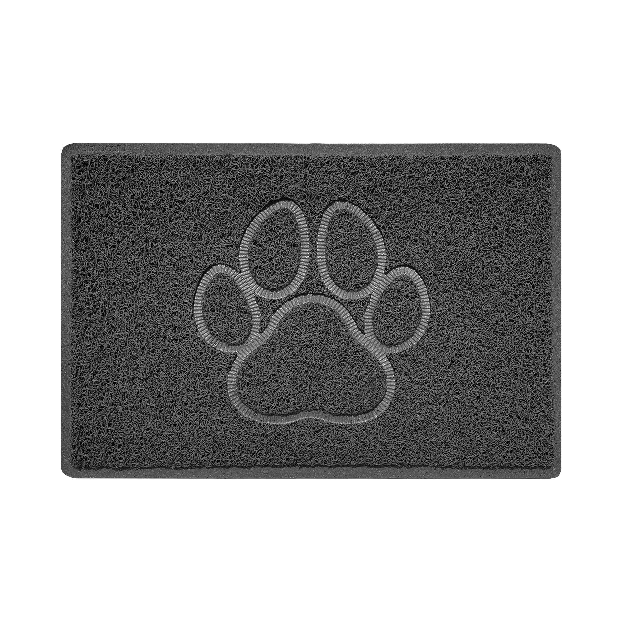 Nicoman Paw Embossed Shape Door Mat Dirt Trapper PVC Spaghetti Mat Washable Quick Drying Barrier Doormat-Dark Grey (Drainage Open-Back)-Small (60x40cm)