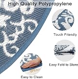 Homcomodar 150CM Round Outdoor Rug Reversible UV Resistant Plastic Mat view 3