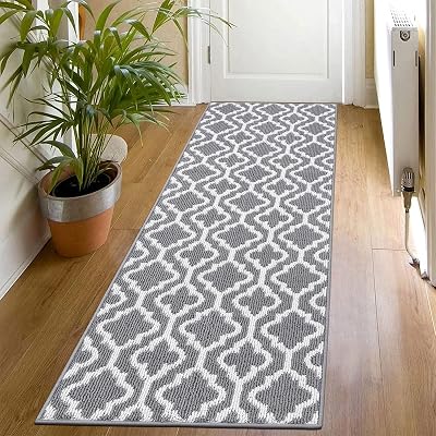 SHACOS Grey Runner Rug 60x180 cm Non Slip Hallway Kitchen Entryway
