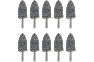 dophee 10Pcs 20mm Cone Shape Aluminum Oxide Mounted Grinding Stones Rotary Grinding Bits with 1/4" Shank for Electric Rotary Tools Drill Grinder