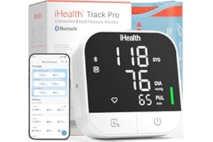 iHealth Track Pro Upper Arm Blood Pressure Monitor, Full-View LED Screen​, Body & Cuff Detection, App-Enabled for iOS & Android, Adjustable Cuff Large Adults Arm Friendly